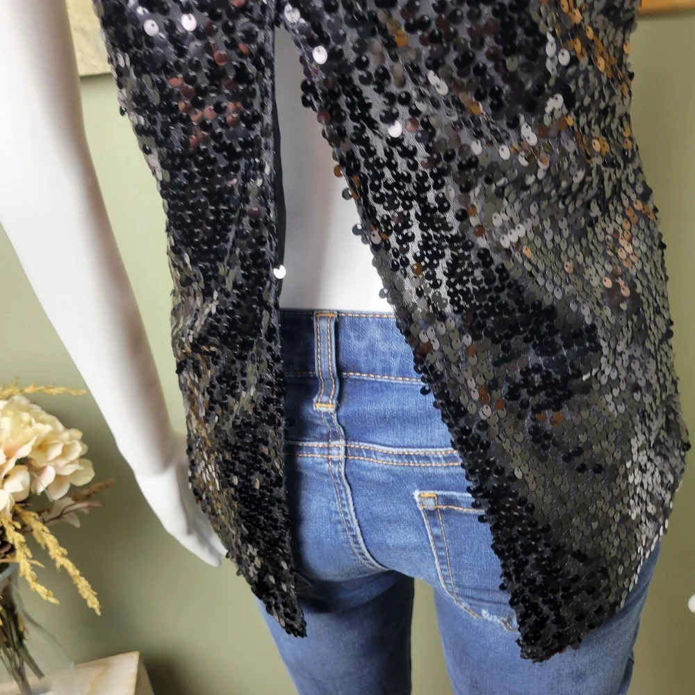 NWOT Express Black Sequin Tank Top - Picture 8 of 12